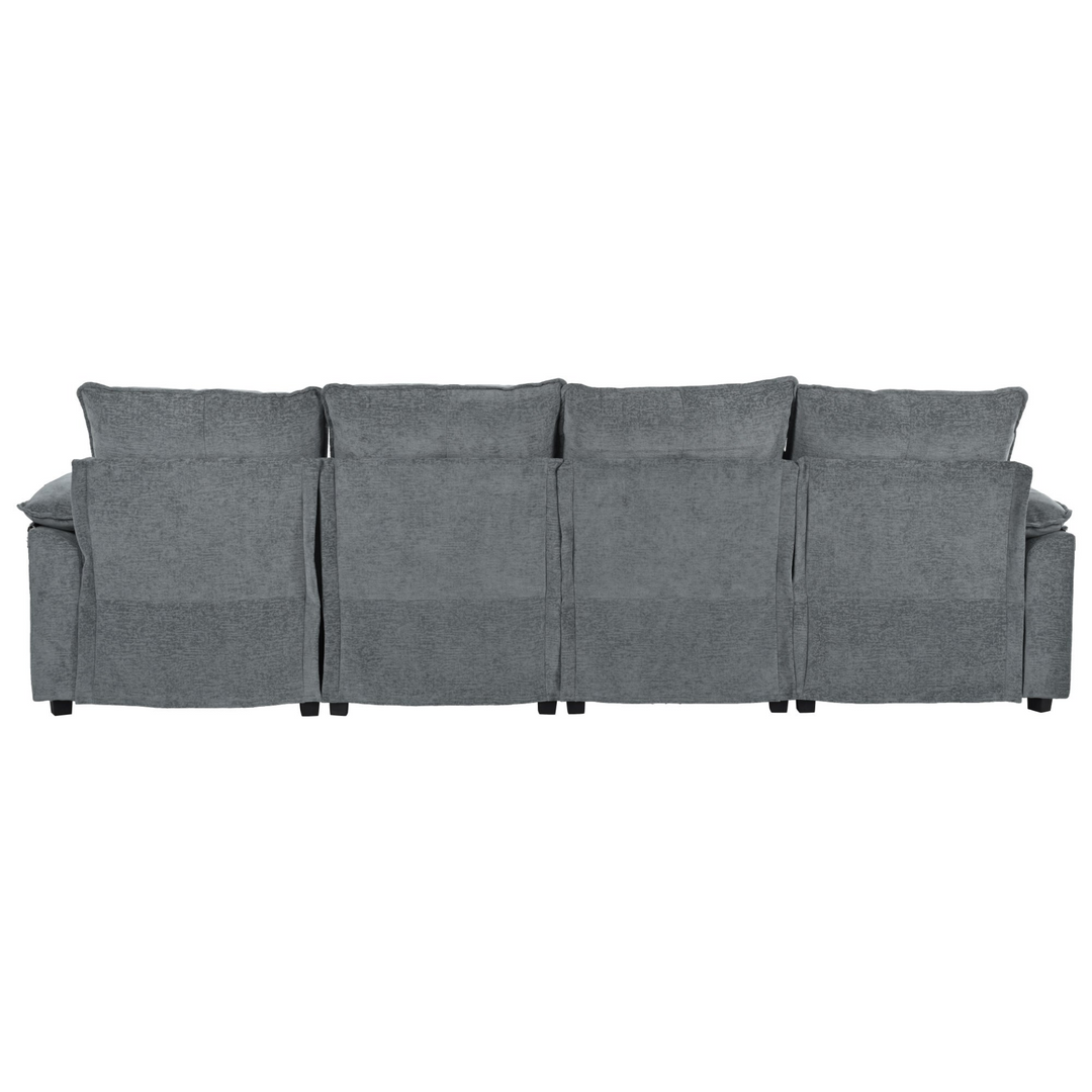 Buy farmhouse furniture U-Shaped Chenille Sectional Sofa with Adjustable Armrest and Pillows for Living Rooms, Offices - Modern Cottage Farmhouse Furniture