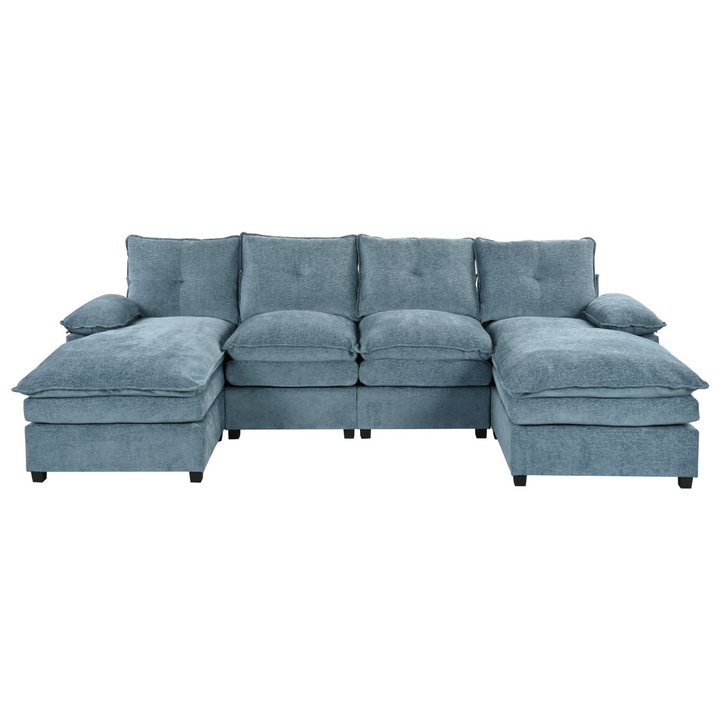 Buy farmhouse furniture U-Shaped Chenille Sectional Sofa with Adjustable Armrest and Pillows for Living Rooms, Offices - Modern Cottage Farmhouse Furniture