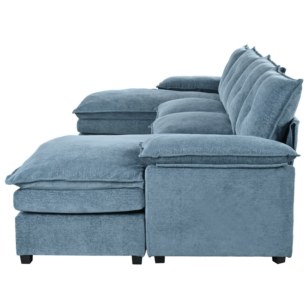 Buy farmhouse furniture U-Shaped Chenille Sectional Sofa with Adjustable Armrest and Pillows for Living Rooms, Offices - Modern Cottage Farmhouse Furniture