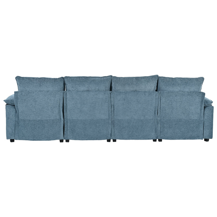 Buy farmhouse furniture U-Shaped Chenille Sectional Sofa with Adjustable Armrest and Pillows for Living Rooms, Offices - Modern Cottage Farmhouse Furniture