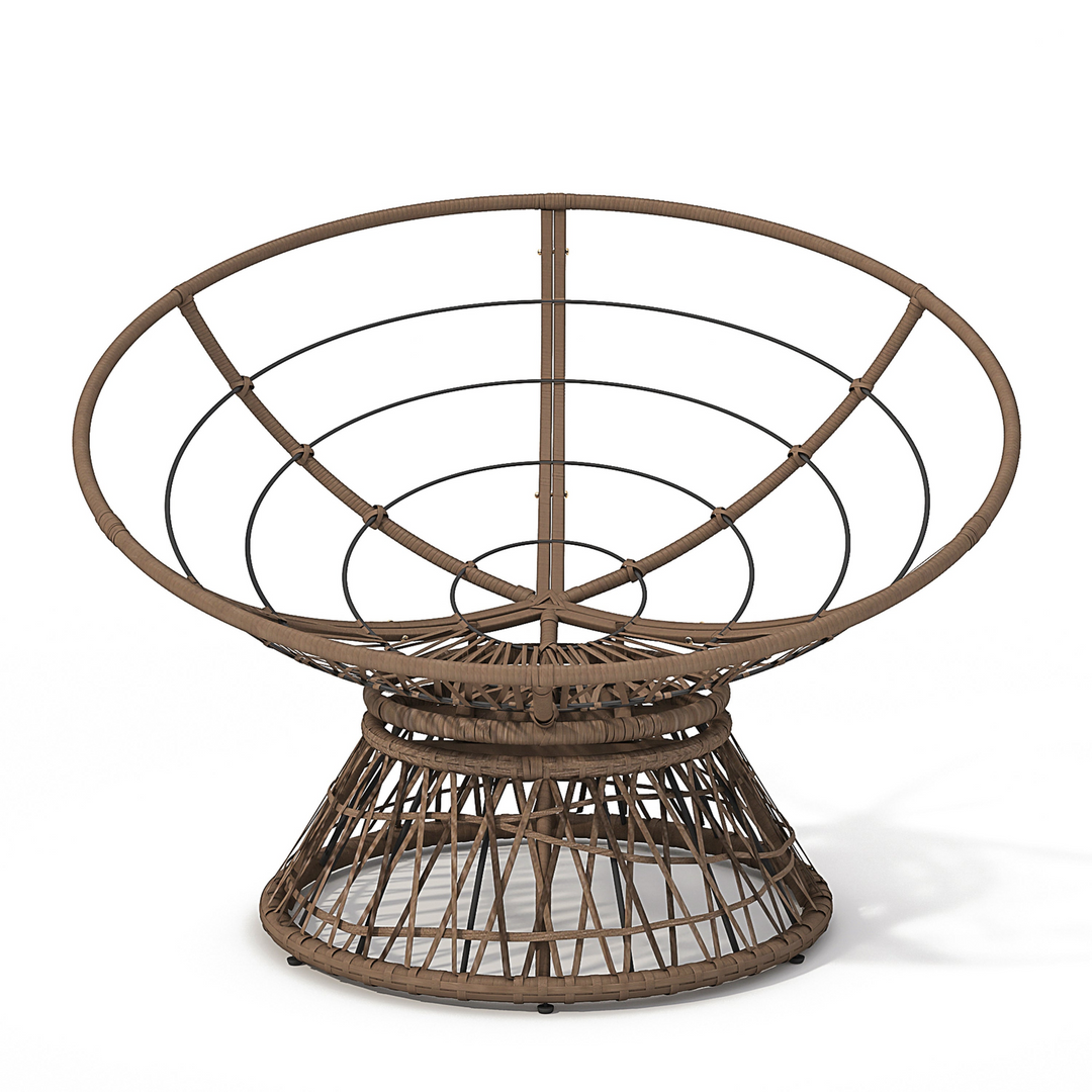 Iron Frame Wicker Chair with Thick Cushion, Waterproof Cover - Mediterranean Italian Contemporary Home Decor Furniture