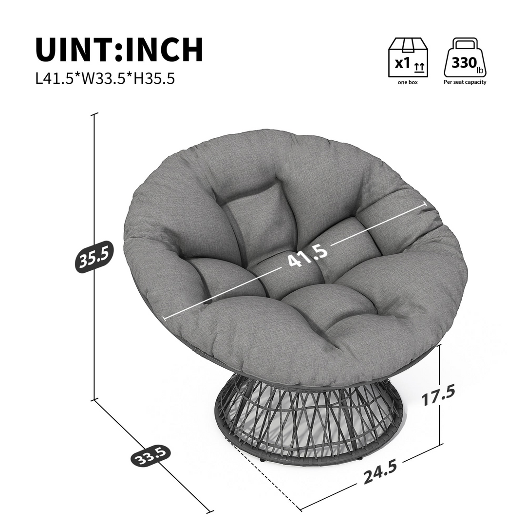 Iron Frame Wicker Chair with Thick Cushion, Waterproof Cover - Mediterranean Italian Contemporary Home Decor Furniture