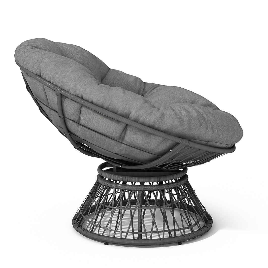 Iron Frame Wicker Chair with Thick Cushion, Waterproof Cover - Mediterranean Italian Contemporary Home Decor Furniture