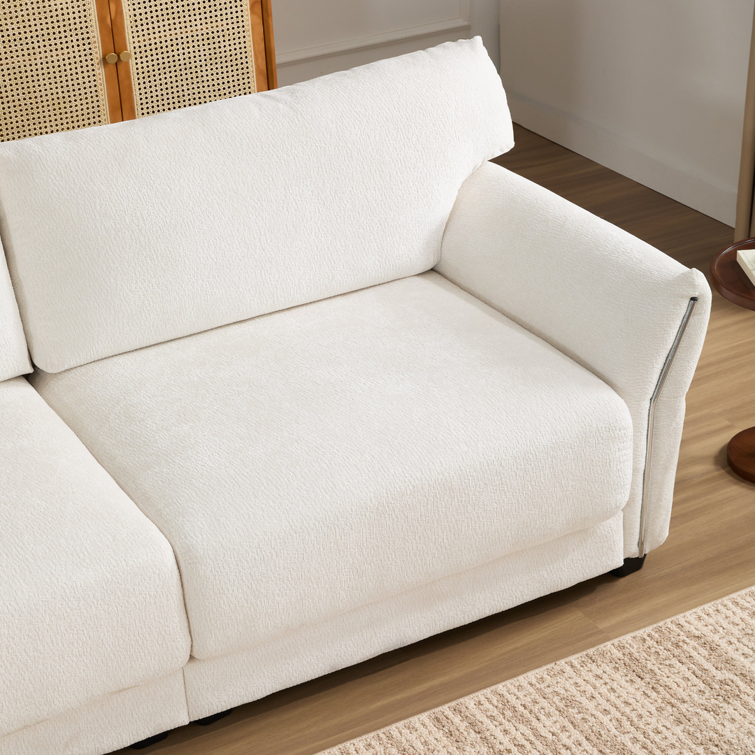 Modular Sectional Sofa with Extra-Wide Cushion, USB/Type-C Charger, Petal Armrests - Mediterranean Tuscan Contemporary Home Decor Furniture