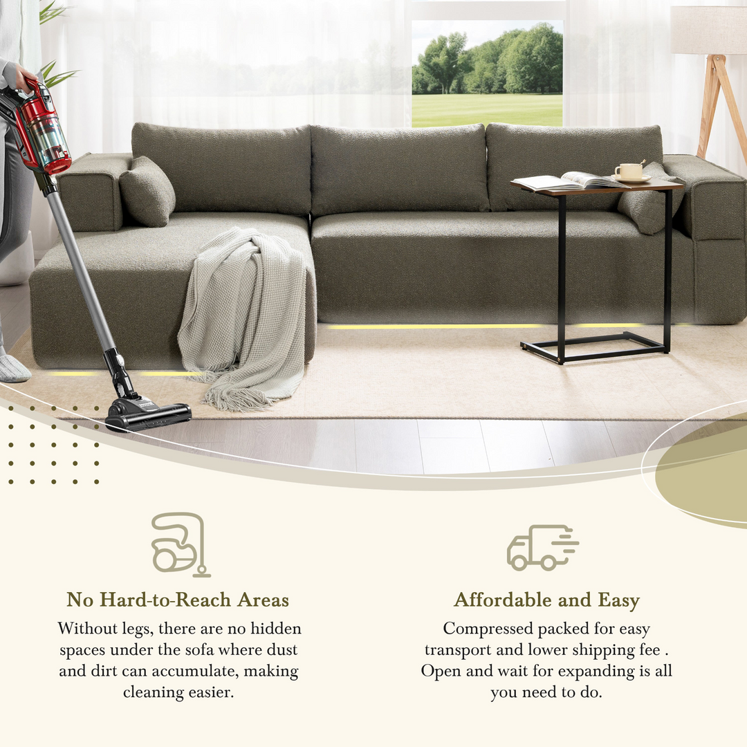 The Cannes Mediterranean Modular Wide Seat Boulce Sofa Sectional with Side Table - Mediterranean Italian Contemporary Home Decor Furniture