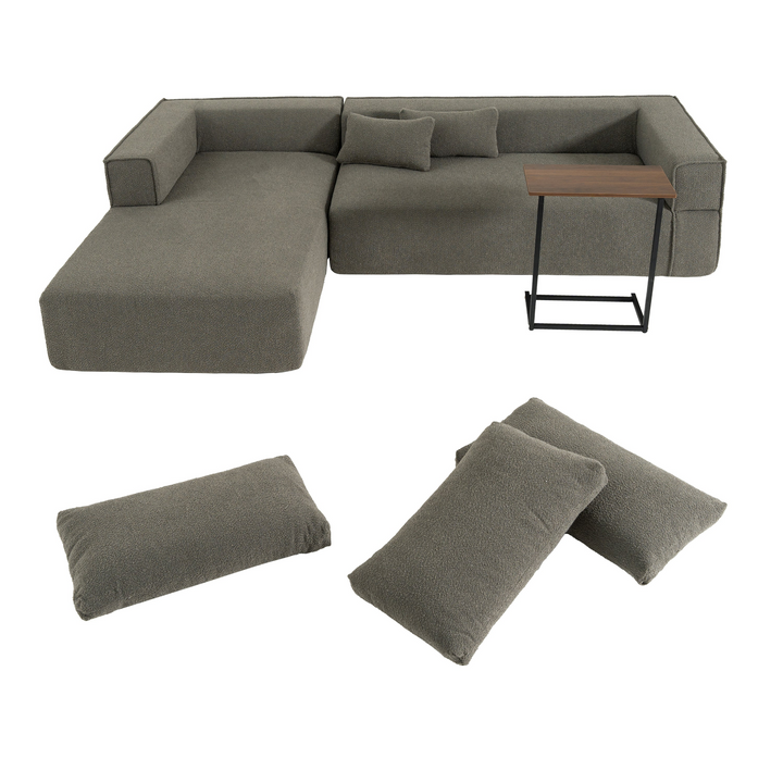 The Cannes Mediterranean Modular Wide Seat Boulce Sofa Sectional with Side Table - Mediterranean Italian Contemporary Home Decor Furniture