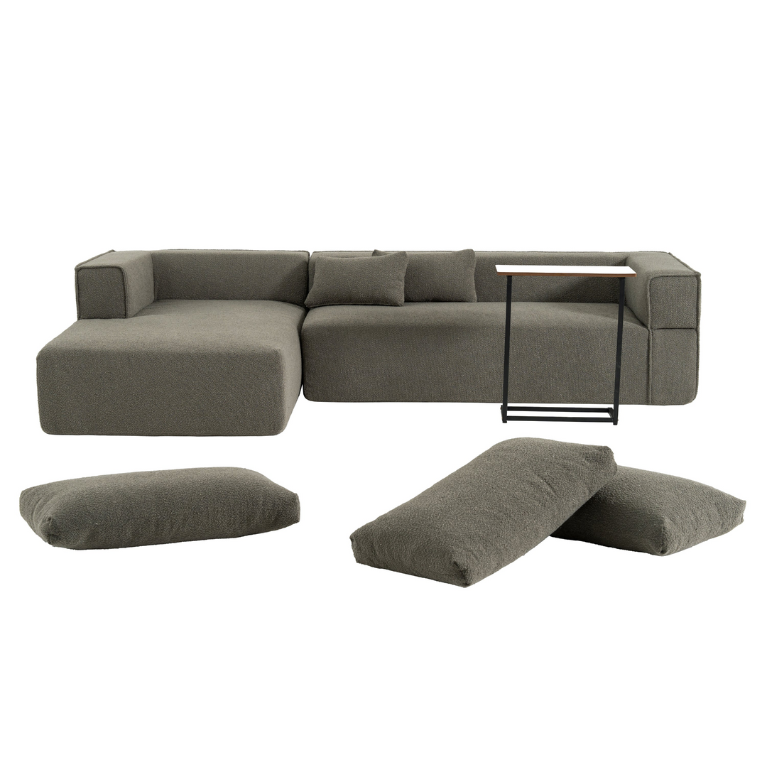 The Cannes Mediterranean Modular Wide Seat Boulce Sofa Sectional with Side Table - Mediterranean Italian Contemporary Home Decor Furniture