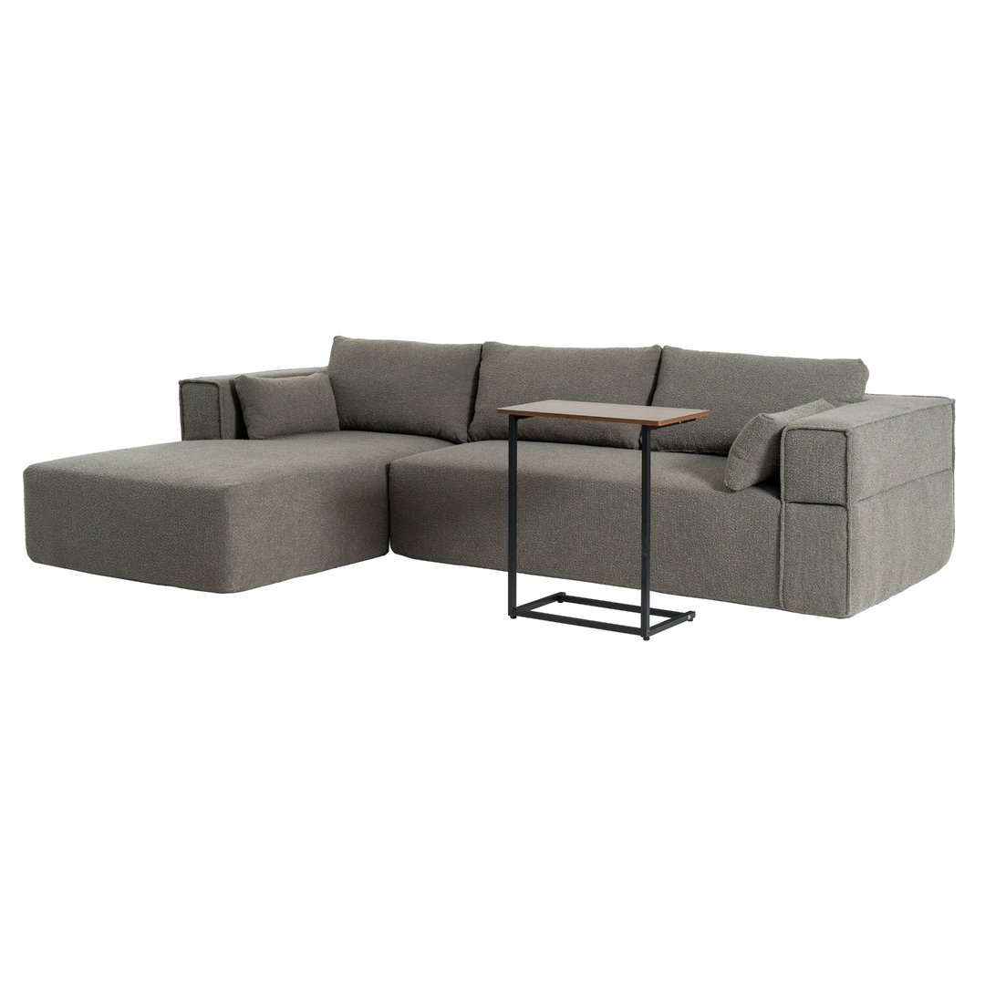 The Cannes Mediterranean Modular Wide Seat Boulce Sofa Sectional with Side Table - Mediterranean Italian Contemporary Home Decor Furniture