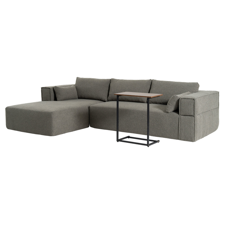 The Cannes Mediterranean Modular Wide Seat Boulce Sofa Sectional with Side Table - Mediterranean Italian Contemporary Home Decor Furniture