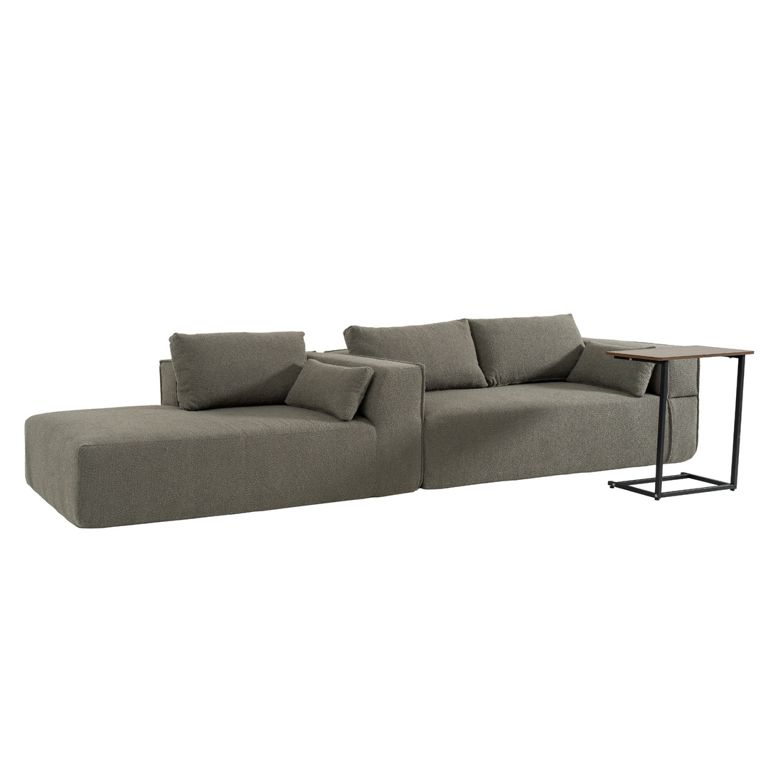 The Cannes Mediterranean Modular Wide Seat Boulce Sofa Sectional with Side Table - Mediterranean Italian Contemporary Home Decor Furniture