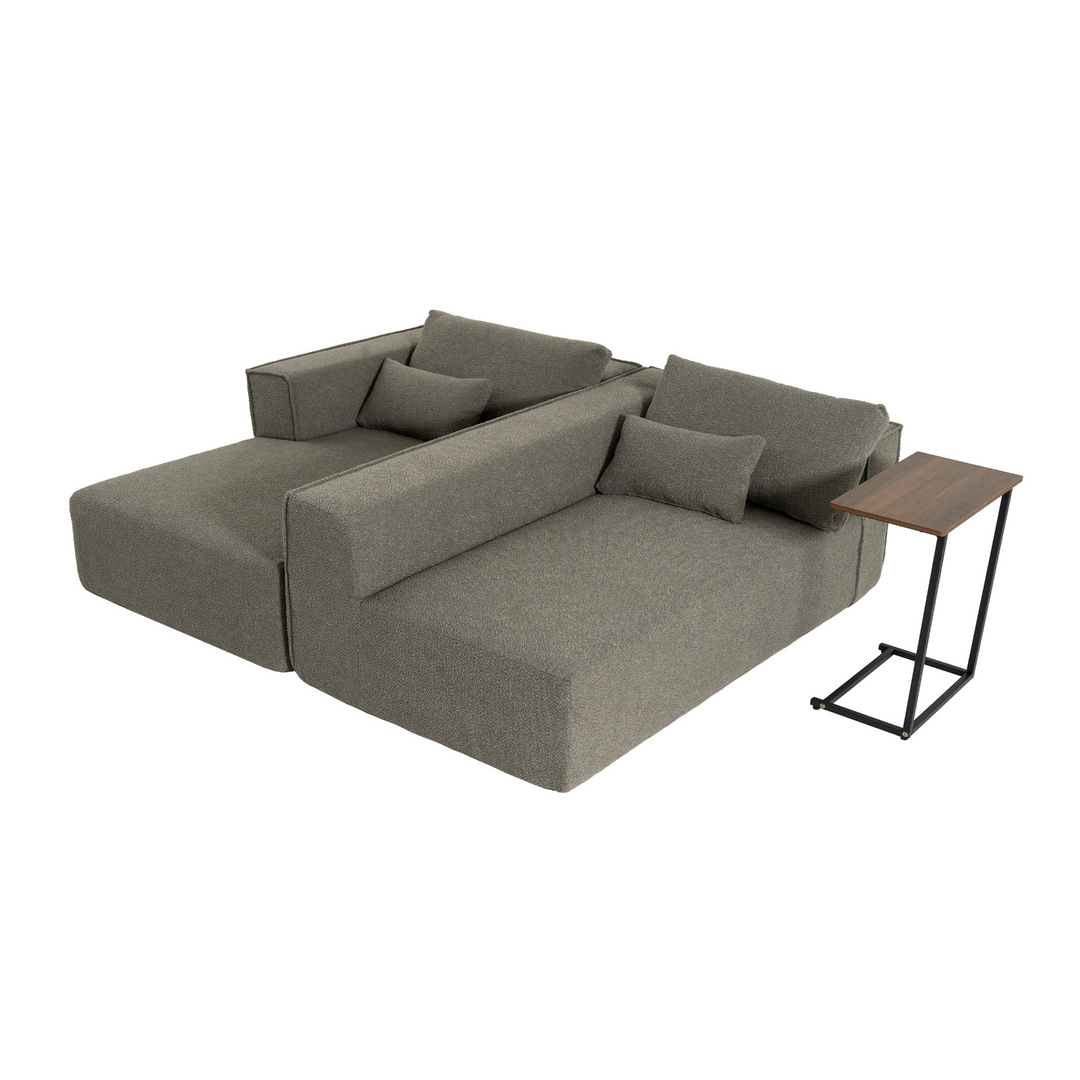 The Cannes Mediterranean Modular Wide Seat Boulce Sofa Sectional with Side Table - Mediterranean Italian Contemporary Home Decor Furniture