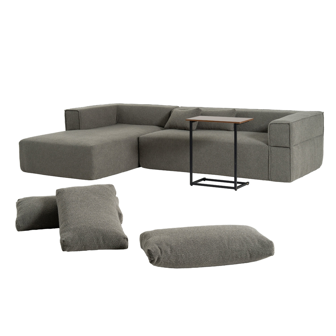 The Cannes Mediterranean Modular Wide Seat Boulce Sofa Sectional with Side Table - Mediterranean Italian Contemporary Home Decor Furniture