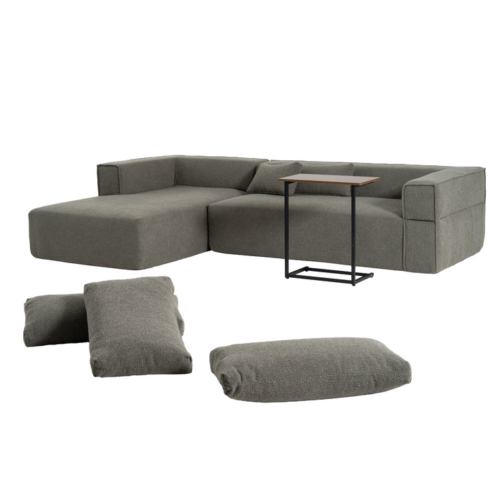 The Cannes Mediterranean Modular Wide Seat Boulce Sofa Sectional with Side Table - Mediterranean Italian Contemporary Home Decor Furniture