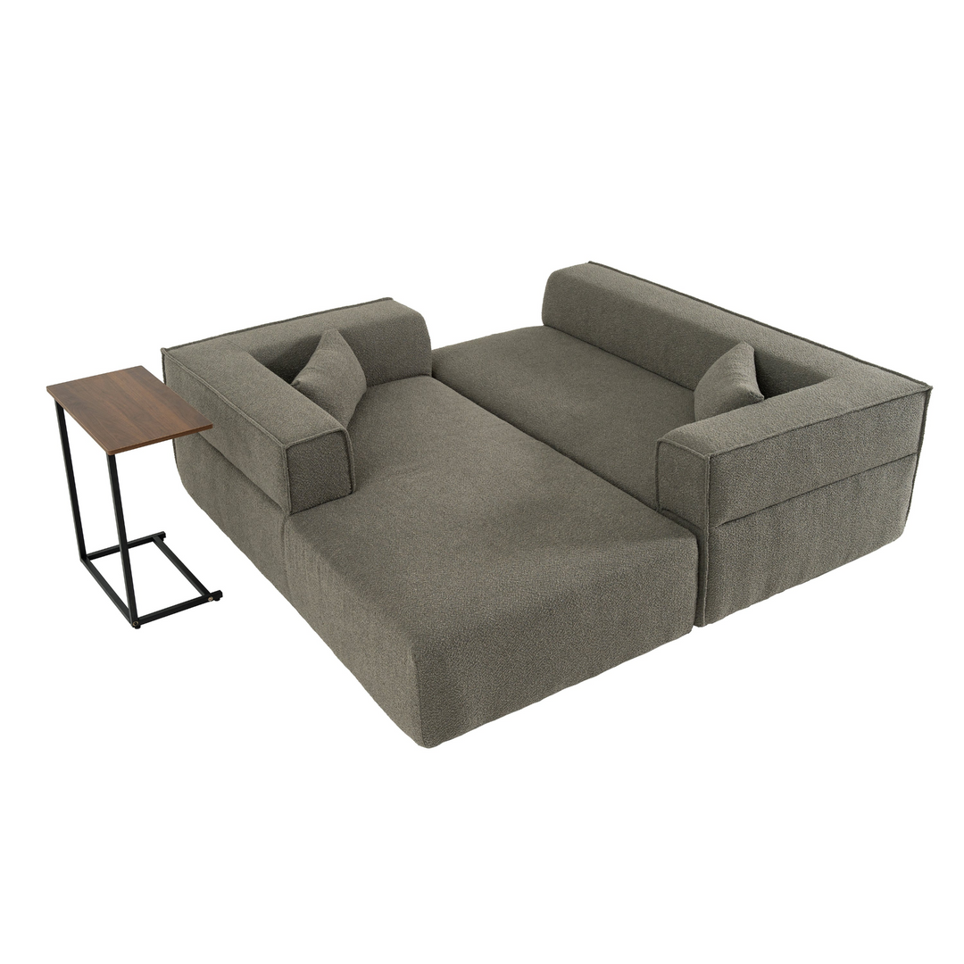 The Cannes Mediterranean Modular Wide Seat Boulce Sofa Sectional with Side Table - Mediterranean Italian Contemporary Home Decor Furniture