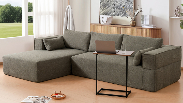 The Cannes Mediterranean Modular Wide Seat Boulce Sofa Sectional with Side Table - Mediterranean Italian Contemporary Home Decor Furniture