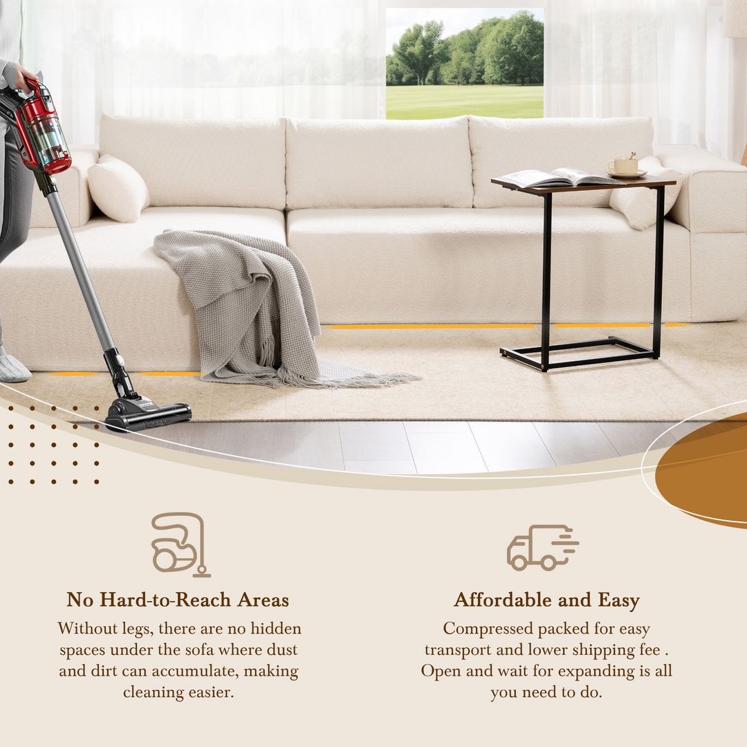 The Cannes Mediterranean Modular Wide Seat Boulce Sofa Sectional with Side Table - Mediterranean Italian Contemporary Home Decor Furniture