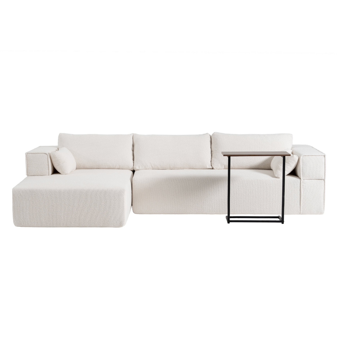 The Cannes Mediterranean Modular Wide Seat Boulce Sofa Sectional with Side Table - Mediterranean Italian Contemporary Home Decor Furniture