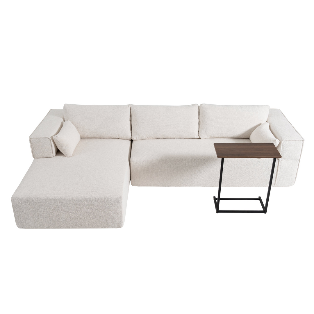 The Cannes Mediterranean Modular Wide Seat Boulce Sofa Sectional with Side Table - Mediterranean Italian Contemporary Home Decor Furniture