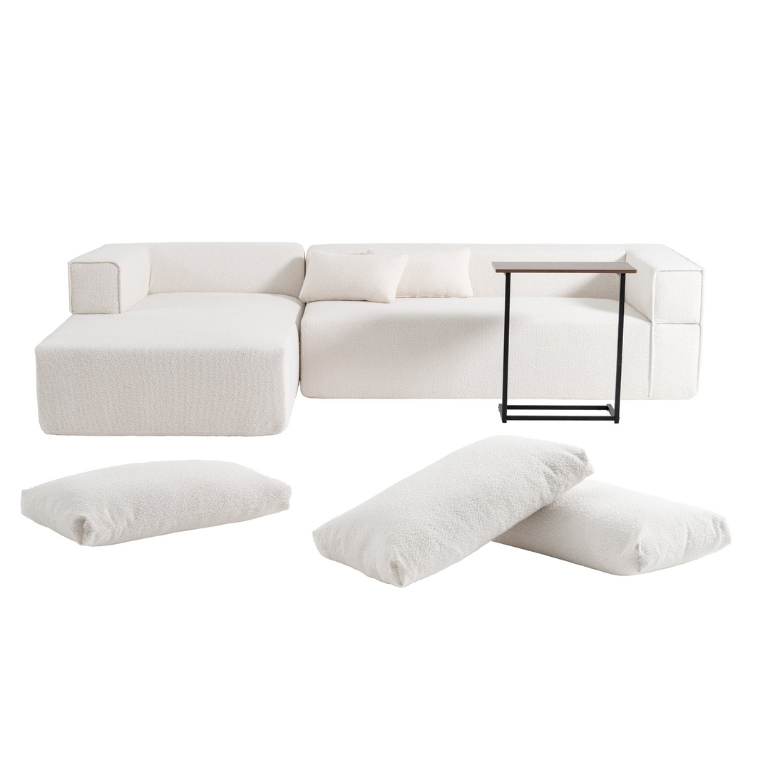 The Cannes Mediterranean Modular Wide Seat Boulce Sofa Sectional with Side Table - Mediterranean Italian Contemporary Home Decor Furniture