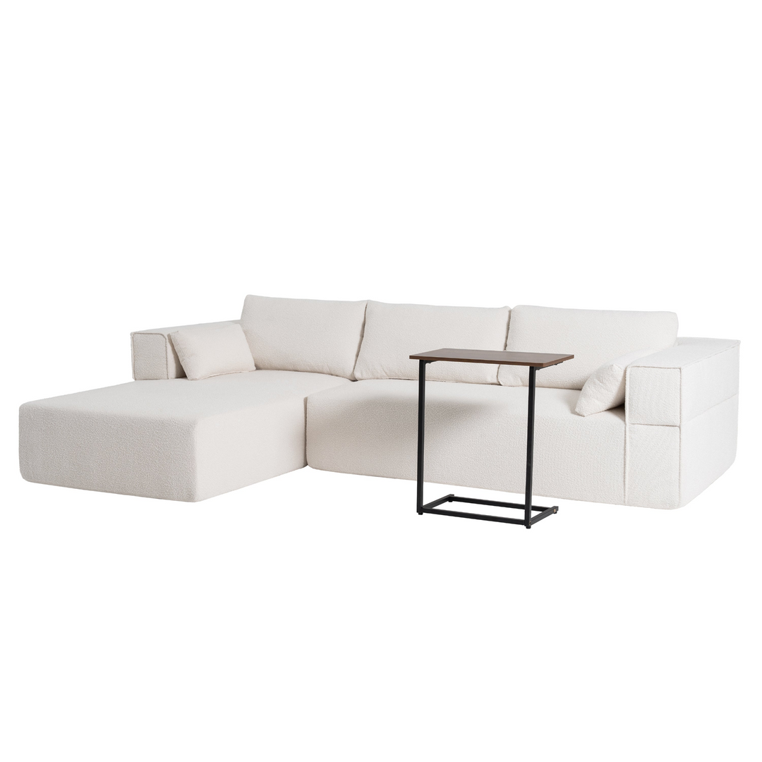 The Cannes Mediterranean Modular Wide Seat Boulce Sofa Sectional with Side Table - Mediterranean Italian Contemporary Home Decor Furniture