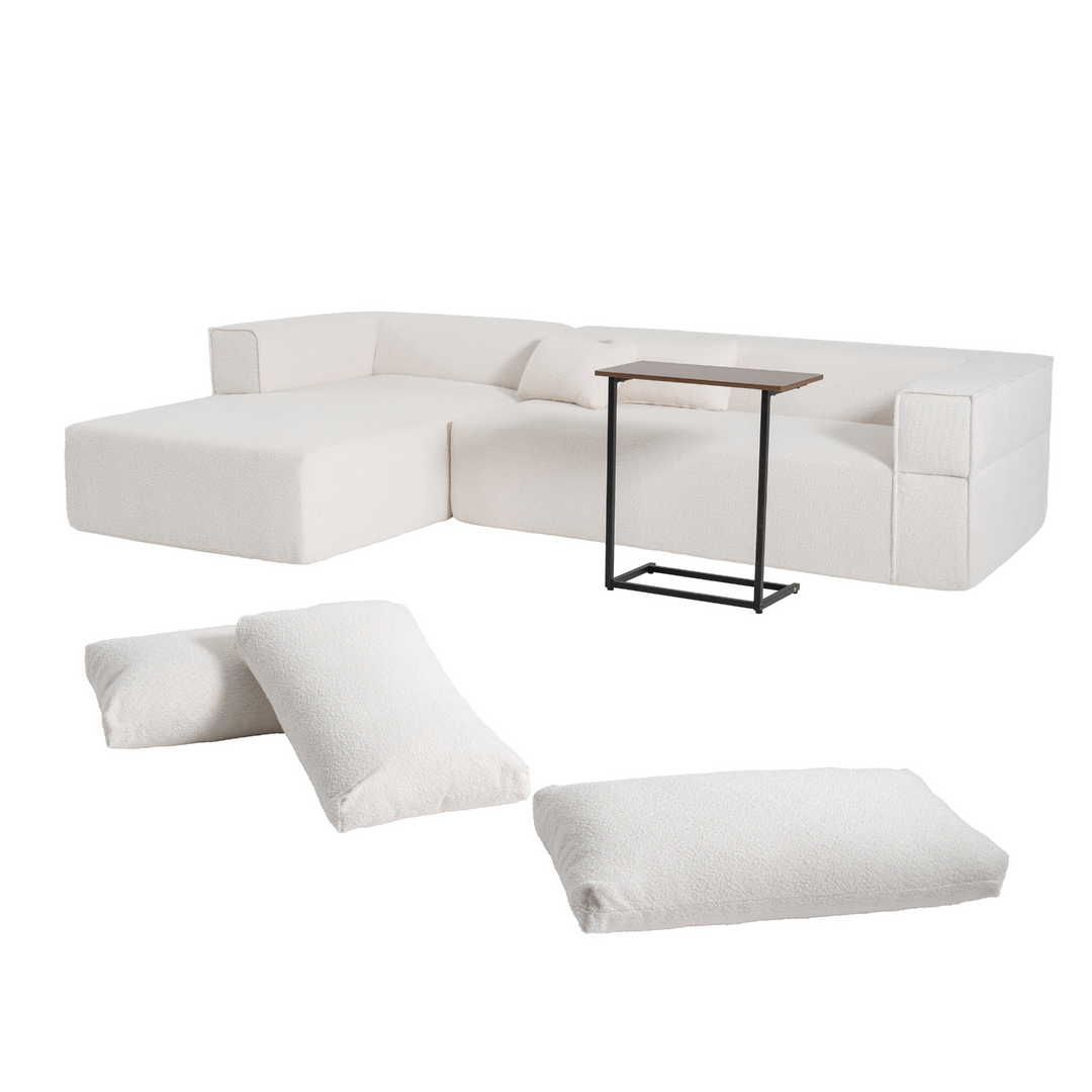 The Cannes Mediterranean Modular Wide Seat Boulce Sofa Sectional with Side Table - Mediterranean Italian Contemporary Home Decor Furniture