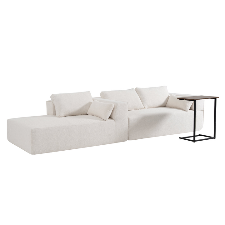 The Cannes Mediterranean Modular Wide Seat Boulce Sofa Sectional with Side Table - Mediterranean Italian Contemporary Home Decor Furniture