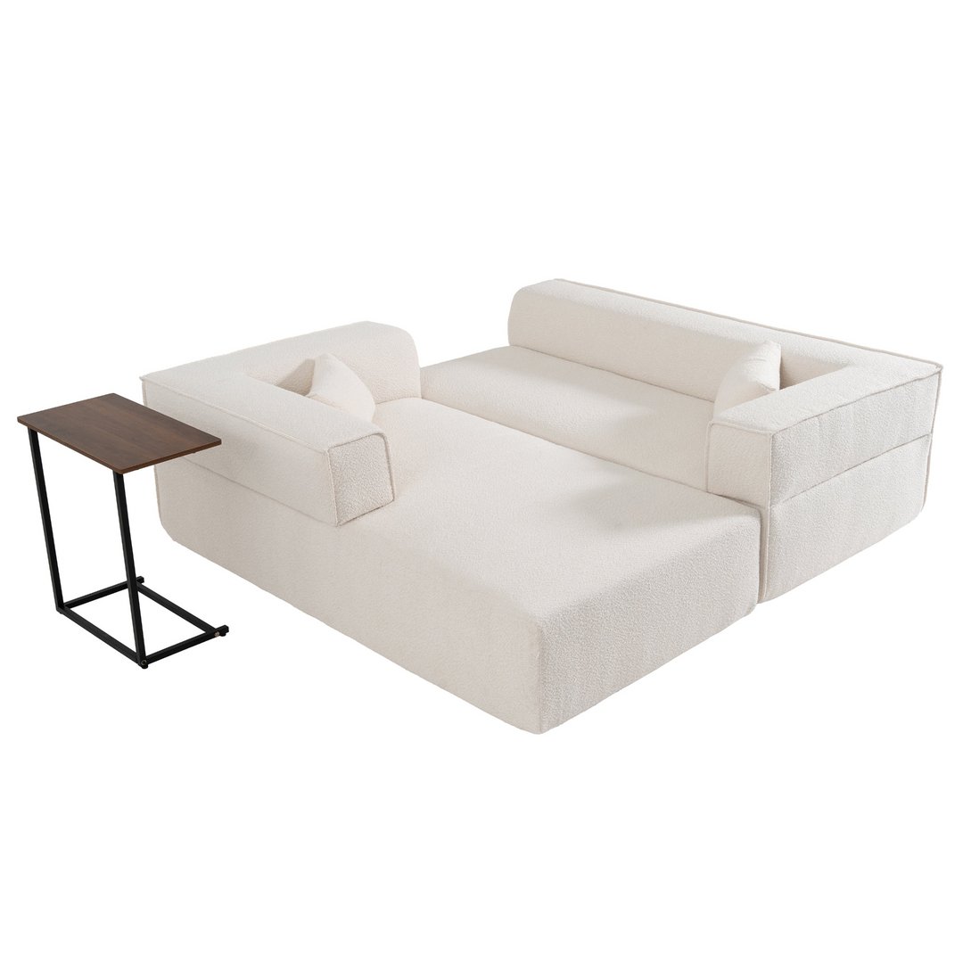 The Cannes Mediterranean Modular Wide Seat Boulce Sofa Sectional with Side Table - Mediterranean Italian Contemporary Home Decor Furniture