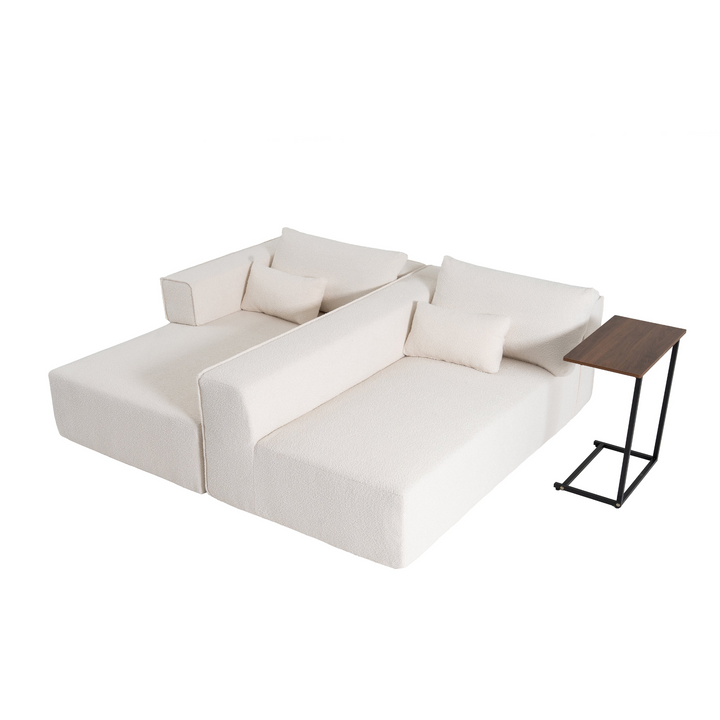 The Cannes Mediterranean Modular Wide Seat Boulce Sofa Sectional with Side Table - Mediterranean Italian Contemporary Home Decor Furniture