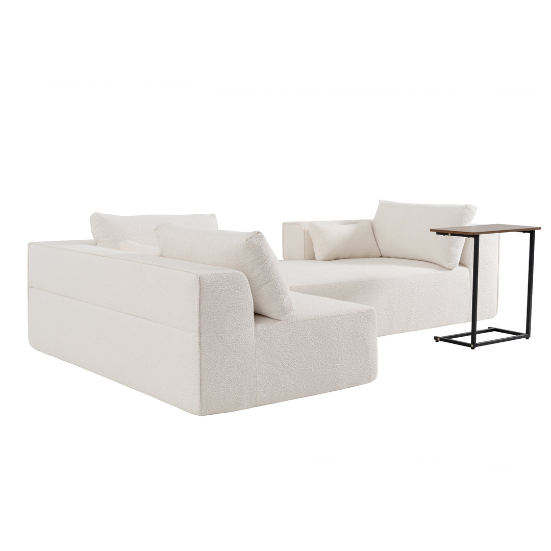 The Cannes Mediterranean Modular Wide Seat Boulce Sofa Sectional with Side Table - Mediterranean Italian Contemporary Home Decor Furniture