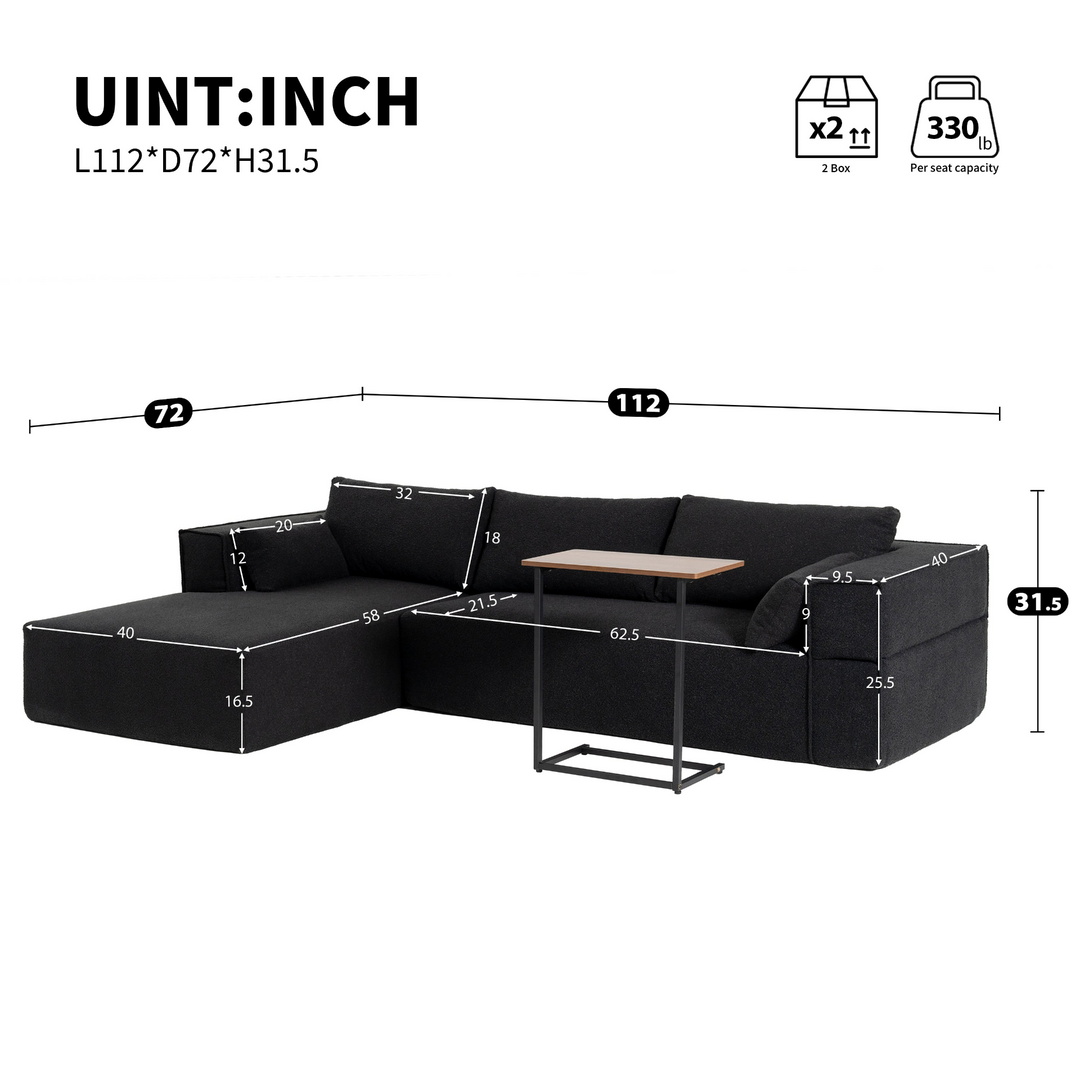 The Cannes Mediterranean Modular Wide Seat Boulce Sofa Sectional with Side Table - Mediterranean Italian Contemporary Home Decor Furniture