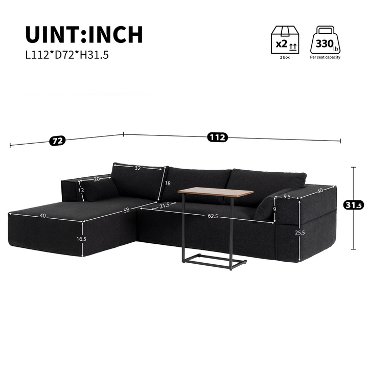 The Cannes Mediterranean Modular Wide Seat Boulce Sofa Sectional with Side Table - Mediterranean Italian Contemporary Home Decor Furniture