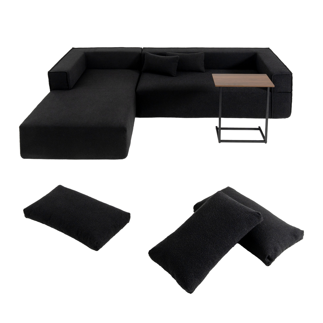 The Cannes Mediterranean Modular Wide Seat Boulce Sofa Sectional with Side Table - Mediterranean Italian Contemporary Home Decor Furniture