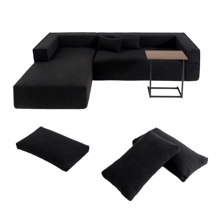The Cannes Mediterranean Modular Wide Seat Boulce Sofa Sectional with Side Table - Mediterranean Italian Contemporary Home Decor Furniture