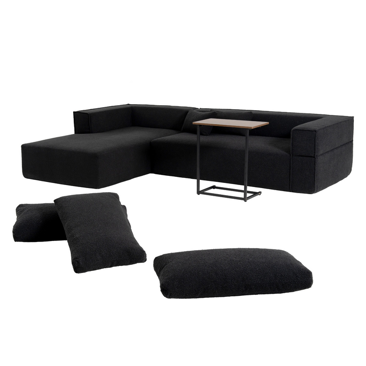 The Cannes Mediterranean Modular Wide Seat Boulce Sofa Sectional with Side Table - Mediterranean Italian Contemporary Home Decor Furniture