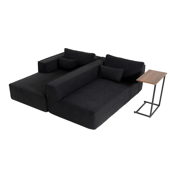 The Cannes Mediterranean Modular Wide Seat Boulce Sofa Sectional with Side Table - Mediterranean Italian Contemporary Home Decor Furniture