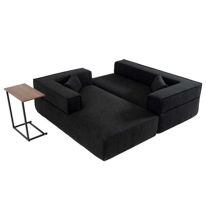 The Cannes Mediterranean Modular Wide Seat Boulce Sofa Sectional with Side Table - Mediterranean Italian Contemporary Home Decor Furniture