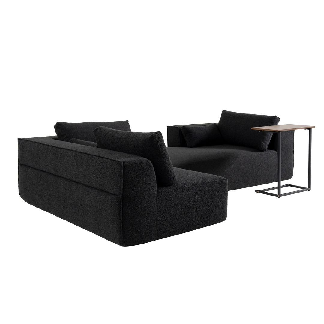 The Cannes Mediterranean Modular Wide Seat Boulce Sofa Sectional with Side Table - Mediterranean Italian Contemporary Home Decor Furniture