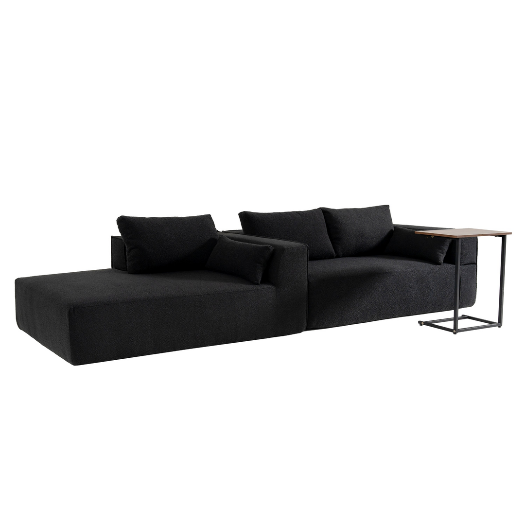The Cannes Mediterranean Modular Wide Seat Boulce Sofa Sectional with Side Table - Mediterranean Italian Contemporary Home Decor Furniture