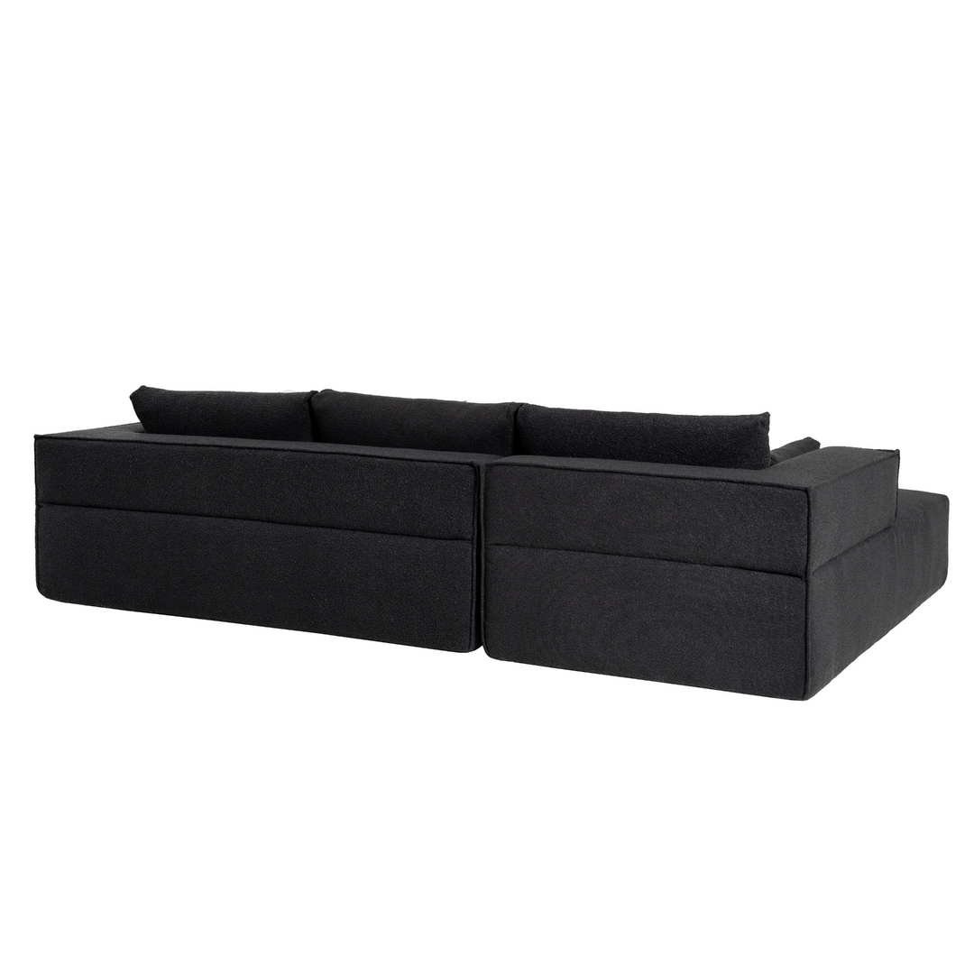 The Cannes Mediterranean Modular Wide Seat Boulce Sofa Sectional with Side Table - Mediterranean Italian Contemporary Home Decor Furniture