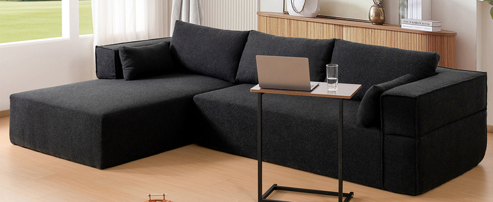 The Cannes Mediterranean Modular Wide Seat Boulce Sofa Sectional with Side Table - Mediterranean Italian Contemporary Home Decor Furniture