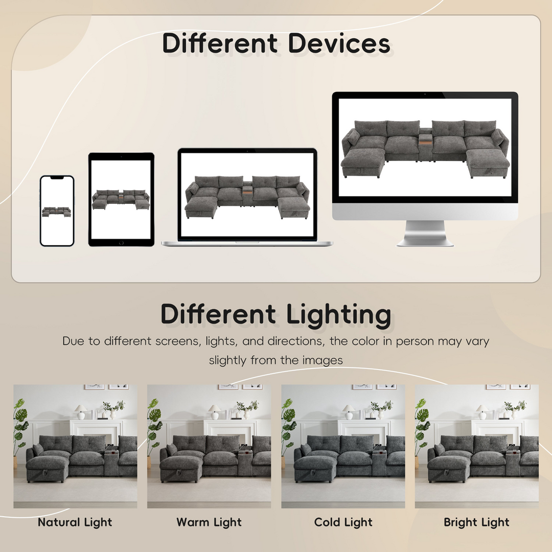 Valletta Grande Gray U-Shape Modular Contemporary sofa Mediterranean U-Shape Sofa - Mediterranean Tuscan Contemporary Home Decor Furniture