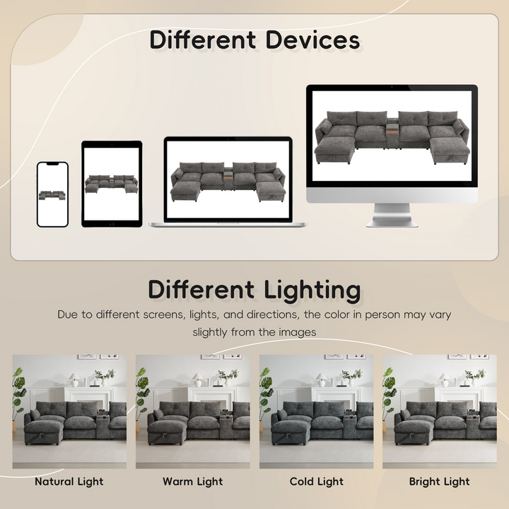 Valletta Grande Gray U-Shape Modular Contemporary sofa Mediterranean U-Shape Sofa - Mediterranean Tuscan Contemporary Home Decor Furniture
