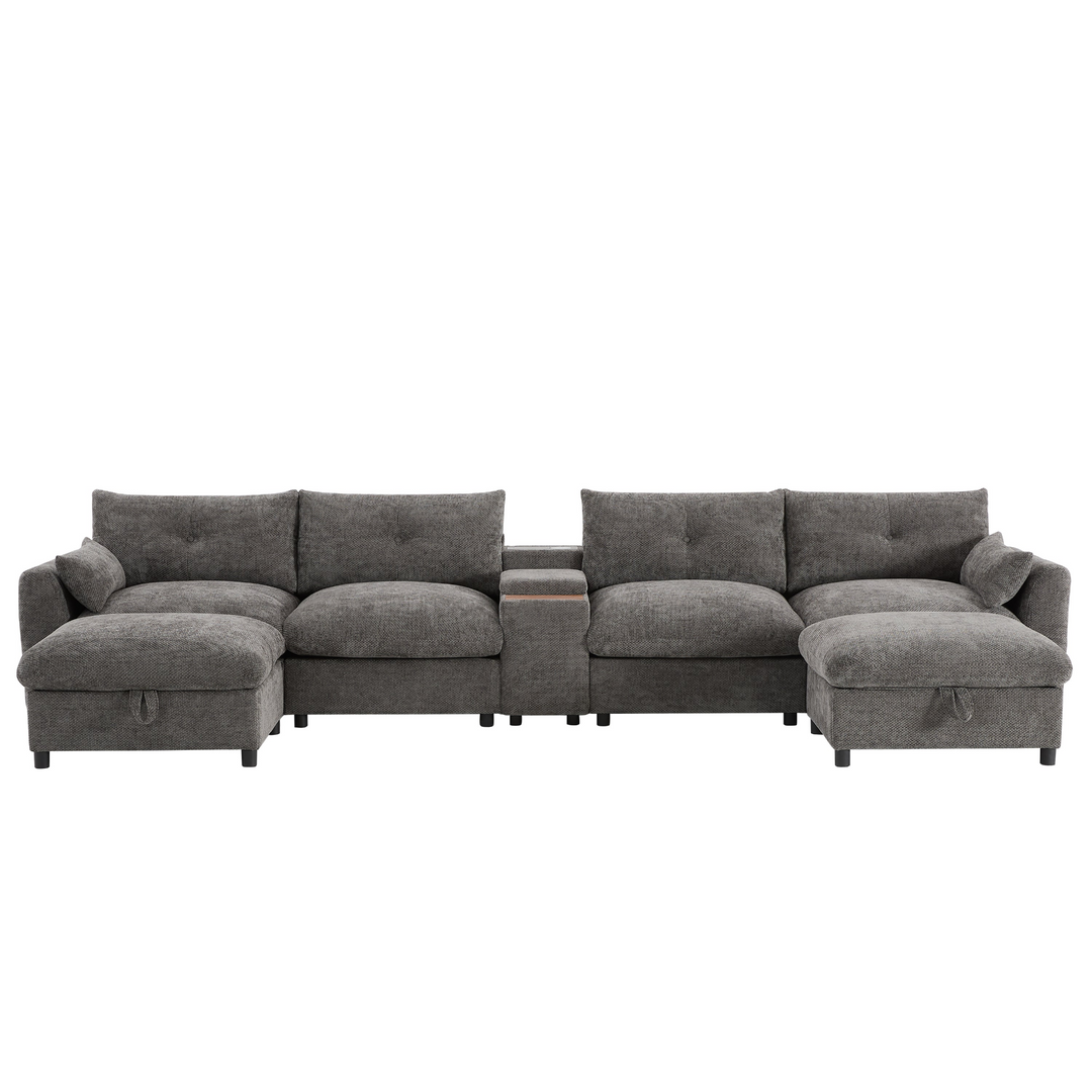 Valletta Grande Gray U-Shape Modular Contemporary sofa Mediterranean U-Shape Sofa - Mediterranean Tuscan Contemporary Home Decor Furniture