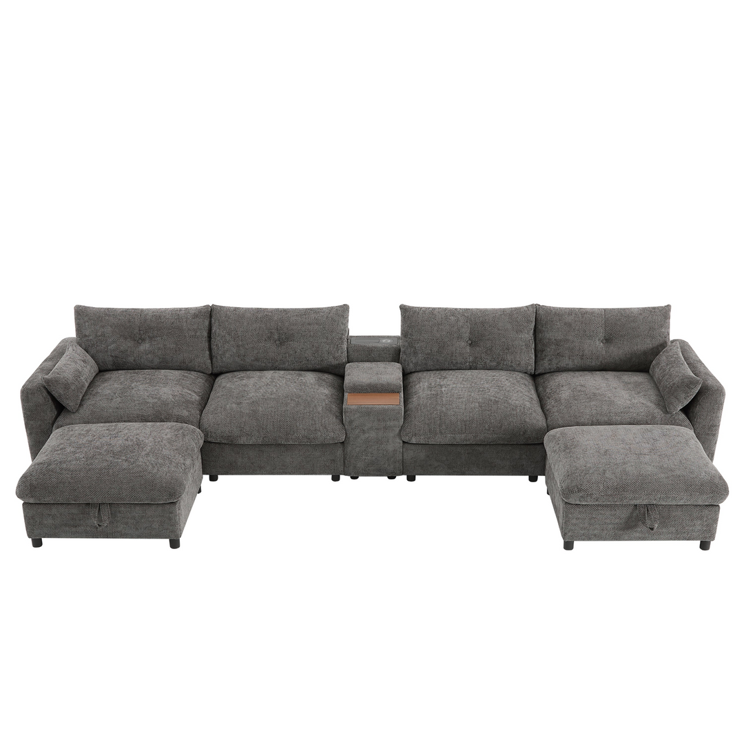 Valletta Grande Gray U-Shape Modular Contemporary sofa Mediterranean U-Shape Sofa - Mediterranean Tuscan Contemporary Home Decor Furniture