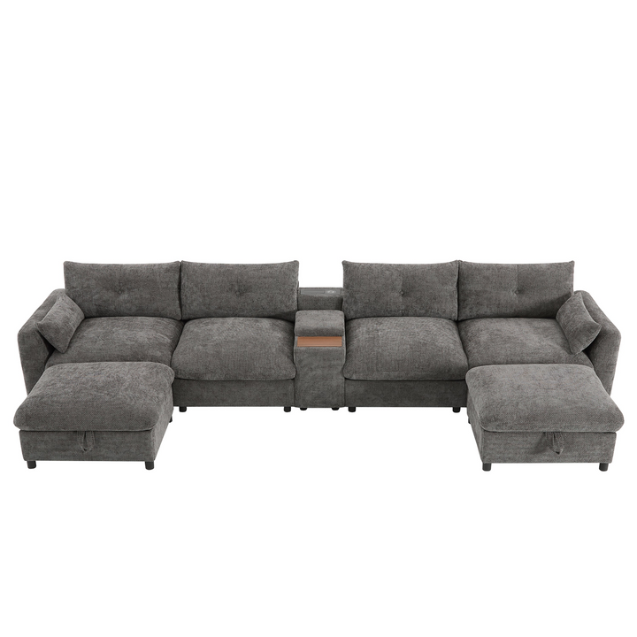 Valletta Grande Gray U-Shape Modular Contemporary sofa Mediterranean U-Shape Sofa - Mediterranean Tuscan Contemporary Home Decor Furniture