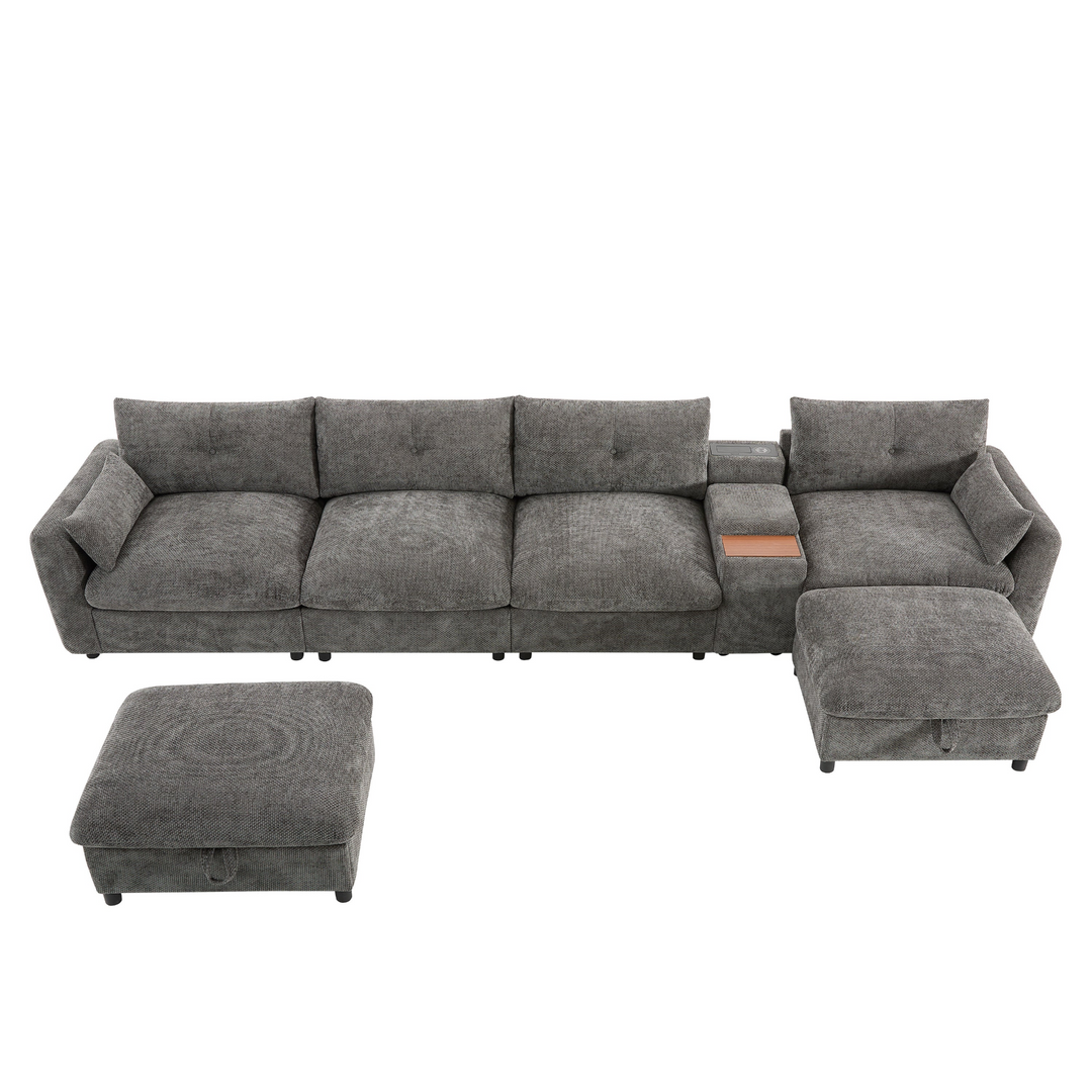 Valletta Grande Gray U-Shape Modular Contemporary sofa Mediterranean U-Shape Sofa - Mediterranean Tuscan Contemporary Home Decor Furniture