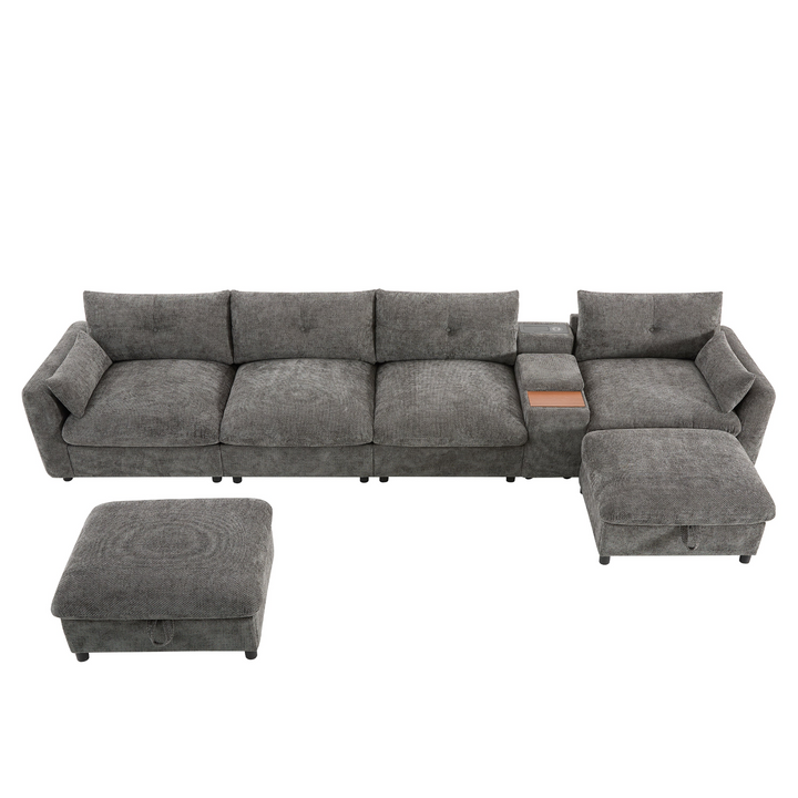 Valletta Grande Gray U-Shape Modular Contemporary sofa Mediterranean U-Shape Sofa - Mediterranean Tuscan Contemporary Home Decor Furniture