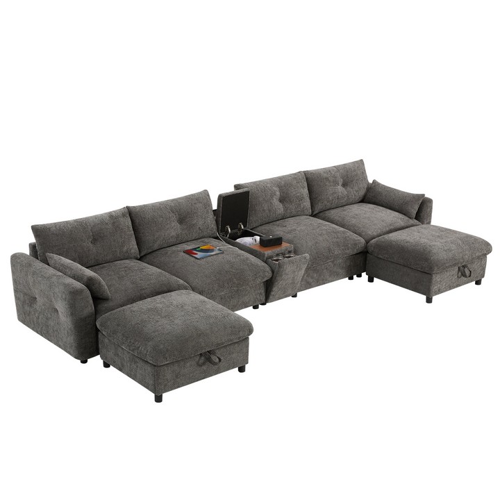 Valletta Grande Gray U-Shape Modular Contemporary sofa Mediterranean U-Shape Sofa - Mediterranean Tuscan Contemporary Home Decor Furniture