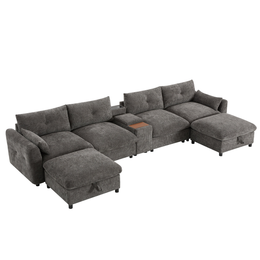 Valletta Grande Gray U-Shape Modular Contemporary sofa Mediterranean U-Shape Sofa - Mediterranean Tuscan Contemporary Home Decor Furniture