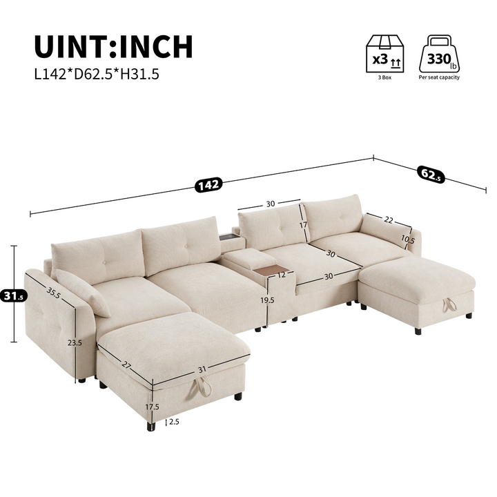 Valletta Grande Gray U-Shape Modular Contemporary sofa Mediterranean U-Shape Sofa - Mediterranean Tuscan Contemporary Home Decor Furniture